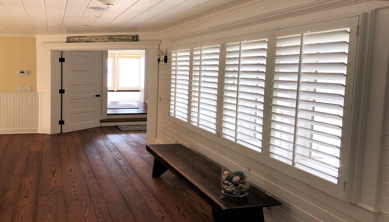 Faux wood plantation shutters in New Brunswick